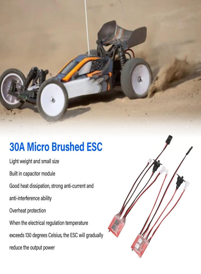 جوتوتوب قطعتان من وحدة التحكم الإلكترونية الصغيرة ذات الفرشاة 30 أمبير للتحكم في الونش، وحدة تحكم ثنائية الاتجاه في السرعة مع فرامل لتعديل سيارة التحكم عن بعد Axial SCX24 بمقياس 1/24 - Image 3